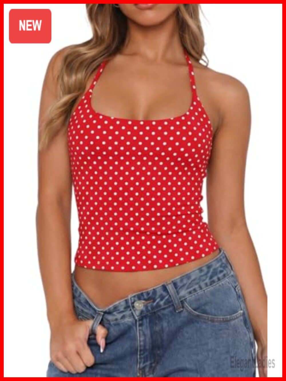 QINSEN Self Tie Halter Neck Crop Top Double Lined Sleeveless